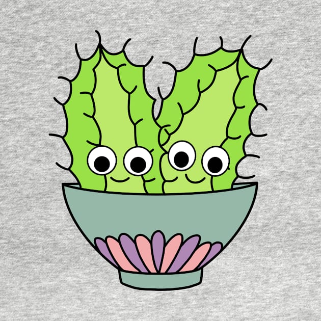 Cute Cactus Design #245: Prickly Pear Cacti In Dainty Bowl by DreamCactus